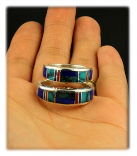 Wedding rings with inlays