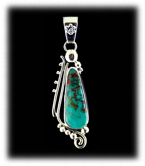 USA Mens Navajo Sterling Spiderweb Kingman Turquoise Necklace Pendant 1975  | eBay