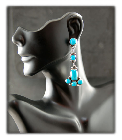Aletto Brothers Gold Sleeping Beauty Turquoise Earrings with Diamonds   Tenenbaum Jewelers